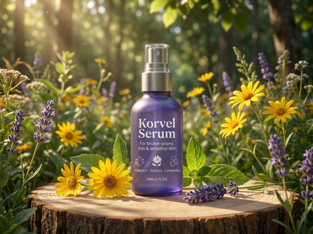 Korvel serum in a natural botanical setting